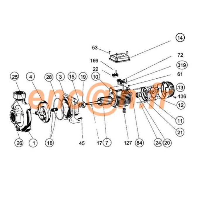 Pièces détachées standard de pompe DAB K 55/200T (838140 ou 838202)