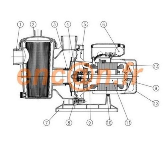 Pièces détachées de pompe de filtration piscine VidaXL 90466 (800w -16m3) et 90467 (1200w -23m3)