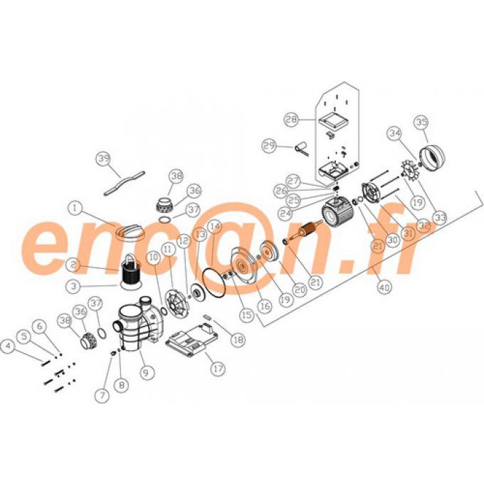 Pièces détachées de pompe ASTRAL POOL America 4405010118 (ex. 4405010044) et 4405010440