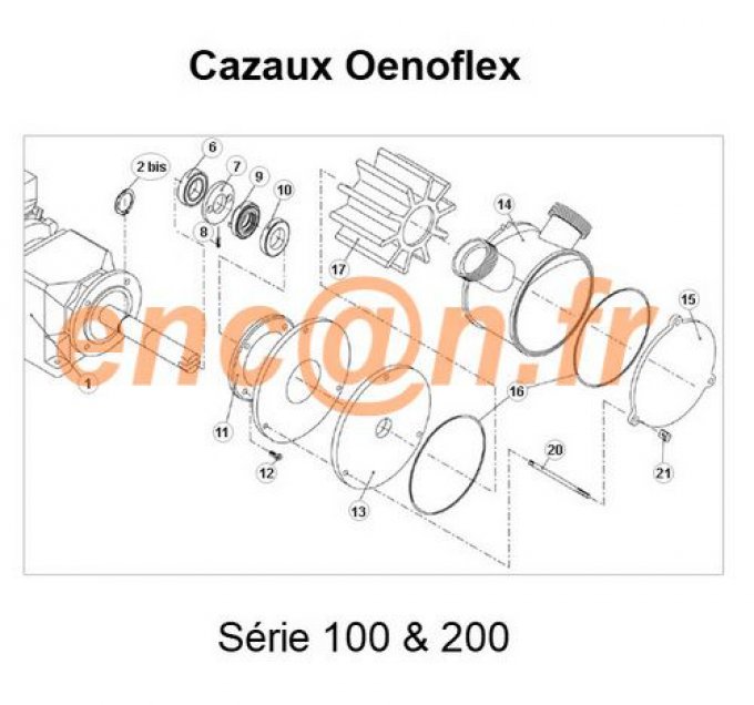 Pièces détachées de pompe Cazaux Oenoflex série 200 - KITLJ200 (CE305415P, CY305710 et CT15825)