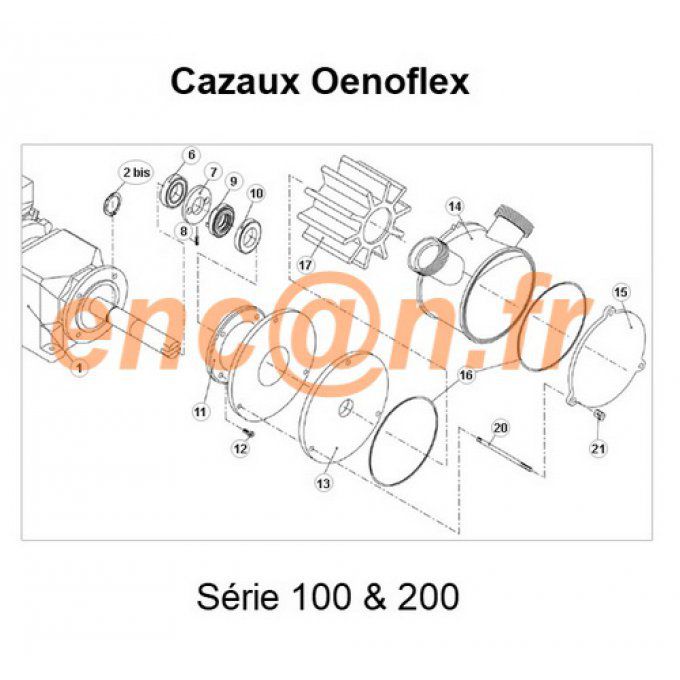 Pièces détachées de pompe Cazaux Oenoflex série 100 - KITLJ100 (CE305415P, CY305710 et CT12025)