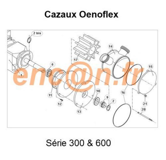 Pièces détachées de pompe Cazaux Oenoflex série 600 - KITLJ600 (CY406518, CY406812 et CT2353)