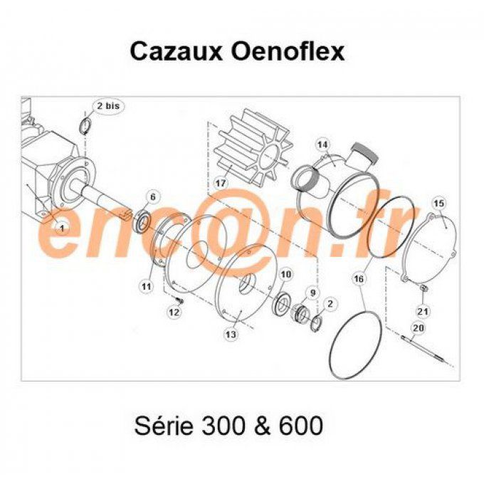 Pièces détachées de pompe Cazaux Oenoflex série 300 - KITLJ300 (CY406518, CY406812 et CT1923)