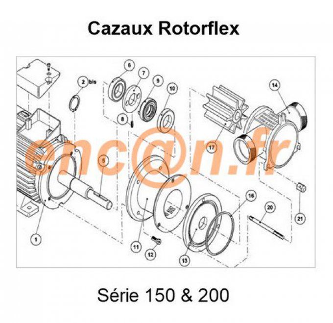 Pièces détachées de pompe Cazaux Rotorflex série 200 - KIT200J (CE305415P, CY305710 et CT1153)