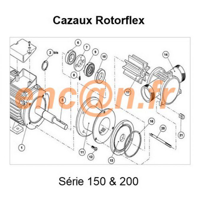 Pièces détachées de pompe Cazaux Rotorflex série 150 - KIT150J (CE305415P, CY305710 et CT953)