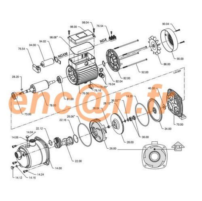 Pièces détachées de pompe Calpeda NGX  5 - NGX 6  - NGXM  5 et NGXM 6 - 14046130000