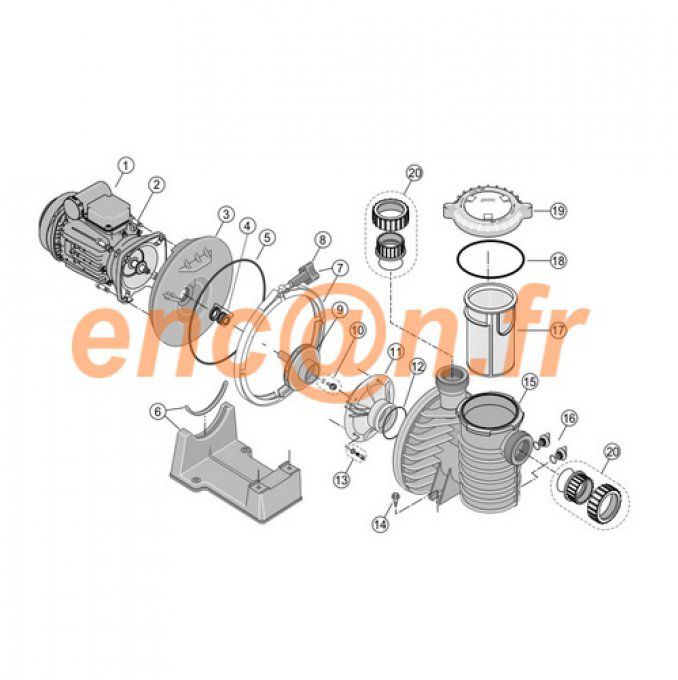 Pièces détachées de pompe Sta-Rite 5P6R (R374000027S ou 37400-0027S)