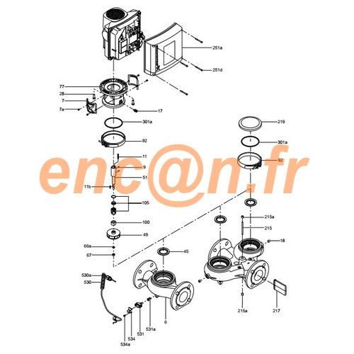 Kit garniture mécanique et joint de corps de pompe Grundfos TPE2 - TPE3 type BQBE - 99194299 Kit garniture mécanique et joint de corps de pompe Grundfos TPE2 - TPE3 type BQBE