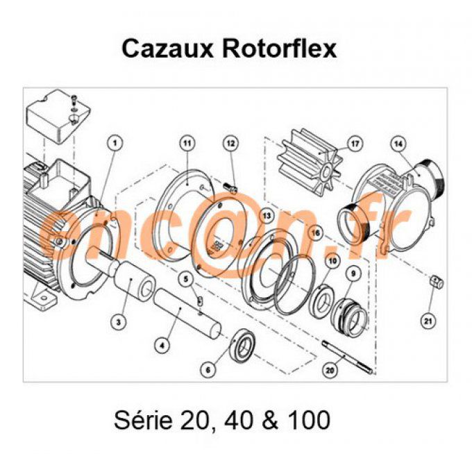 Pièces détachées de pompe Cazaux Rotorflex série 100 - KIT100J (CY173215 - CY18327 - CT843)