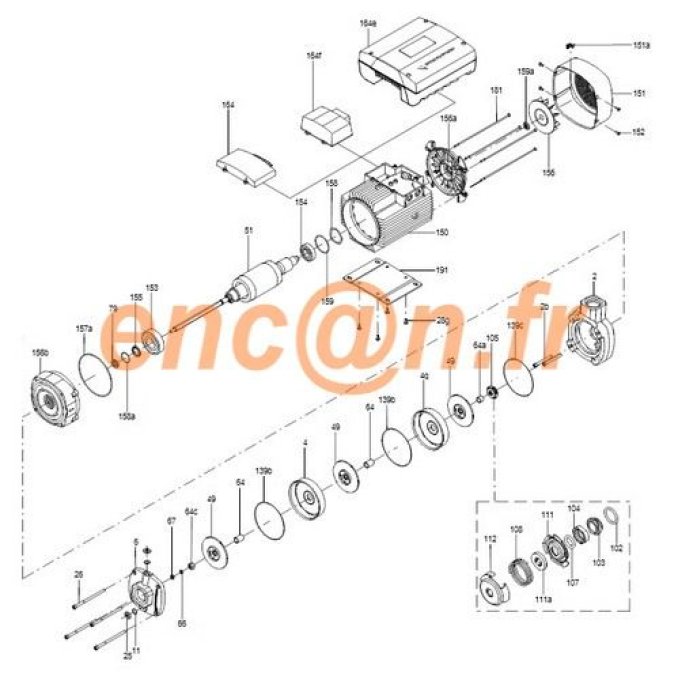 Pièces détachées AVBE de pompe Grundfos CM 10 / 15 / 25 version A - 96932393