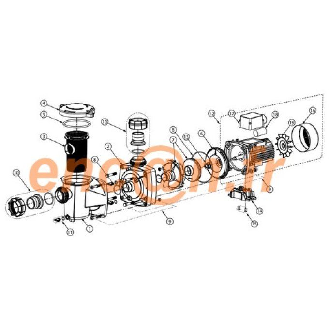 Pièces détachées de pompe RACER Serenity SRN-071 / SRN-101 / SRN-151 (C-11-208344 ou R0025)