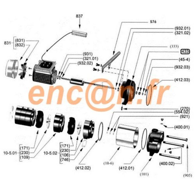 Pièces détachées de pompe surpresseur Guinard Kietis 4000 et 5000 (8640991673)