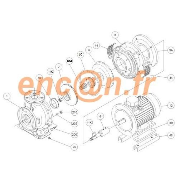 Pièces détachées (Joint de corps NBR) de pompe Ebara série 3 calibres 32-125 et 40-125
