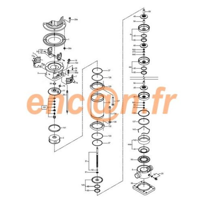 Pièces détachées type BUBE de pompe Grundfos CR 8 - CRN 8 - CR 16 et CRN 16 (425062)