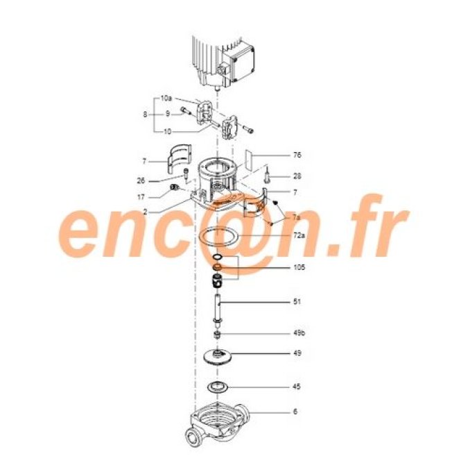 Pièces détachées de circulateur Grundfos TP type BQQE - 93478213 (kit : 98284950)