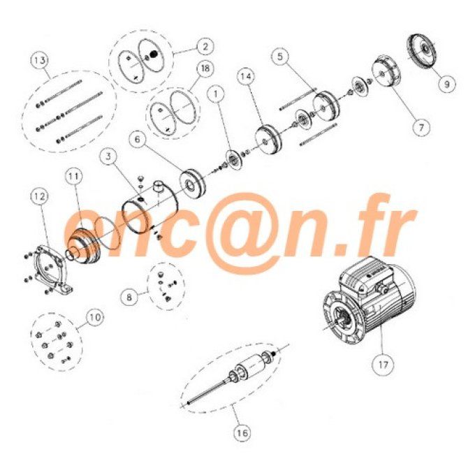 Kit KL01AFF : pièces détachées de pompe Lowara 1HM - 3HM - 5HM version chemisée