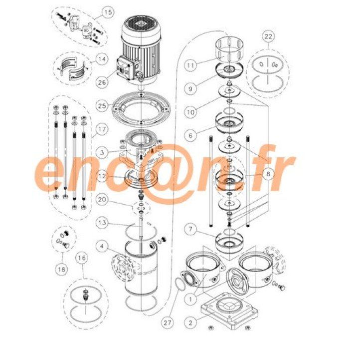 Pièces détachées garniture mécanique Lowara SV207F11T (KL01AAD)