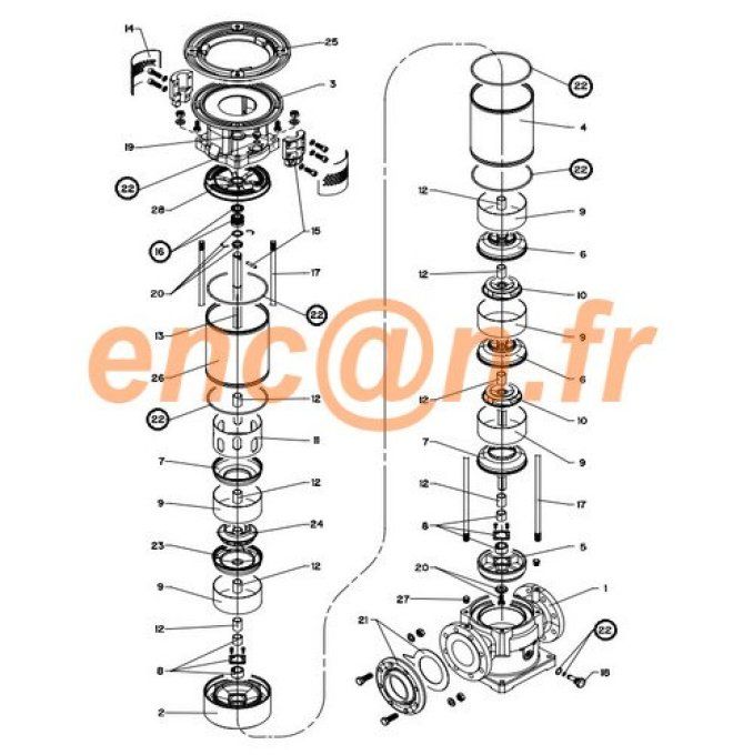 Pièces détachées (garniture mécanique) de pompe Lowara SV30 et SV60 KL01AAL (002232550-148992040)