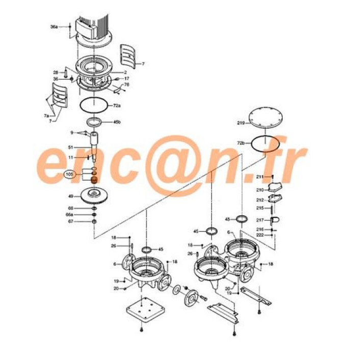 Pièces détachées de Grundfos TPD 65-150/4 AFA BAQE (96488302)