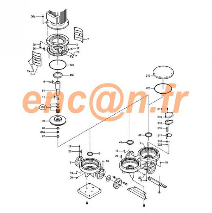 Pièces détachées de circulateur Grundfos TP-TPD-TPE-TPED (96488302 - 98434904)