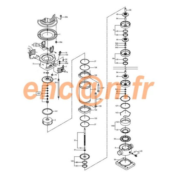 Pièces détachées de pompe Grundfos CR8 et CR16 type AUUE-AUUV kit 985204-425085-985874