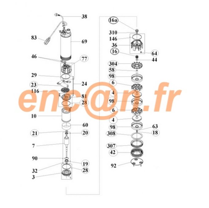 Kit de garnitures mécaniques de pompe DAB PULSAR série 4