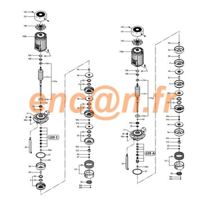 Garniture mécanique de pompe Grundfos CHK 2 et CHK 4 type CVBV et AUUV