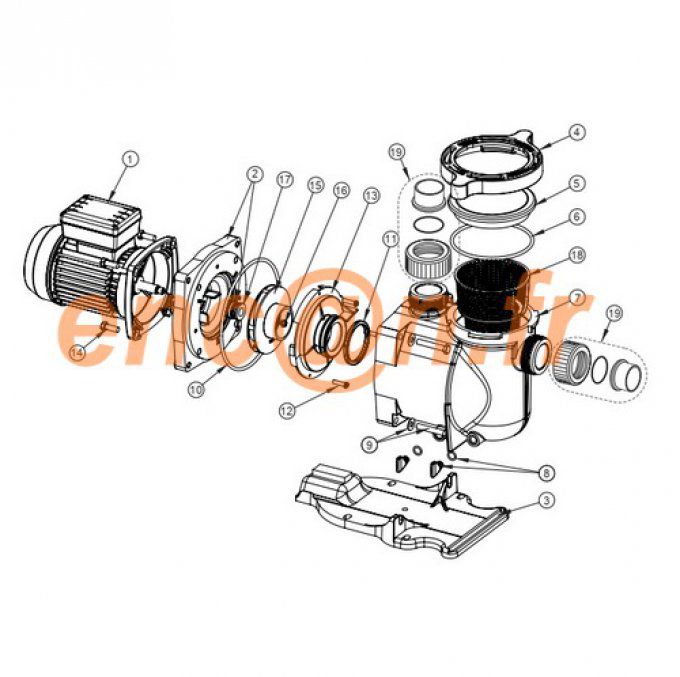 Pièces détachées de pompe Pentair Superflo (R354545SP ou PAC-101-0100)