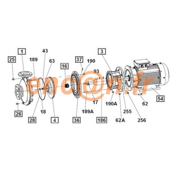 Pièces détachées de pompe DAB Monobloc NKM-G 80-250/240/A/BAQE/7.5/4 - 838261