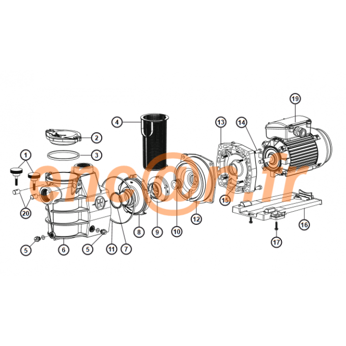 Pièces détachées (obturateur) de pompe HAYWARD Max Flo - SPX1600Z2