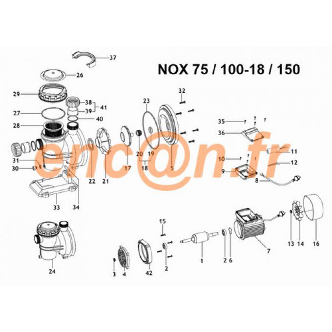 Pièces détachées de pompe Nox 75 15M - Nox 100 18M - Nox 150 22M (8000074583)