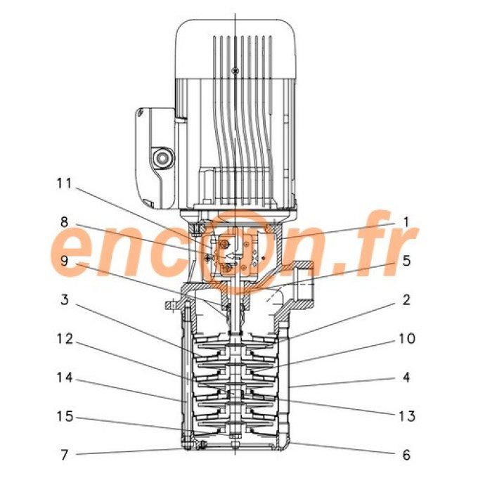Pièces détachées type Q1U3VGG de pompe Lowara SVI 2 et 4 - version "N" et "S" (002231243)
