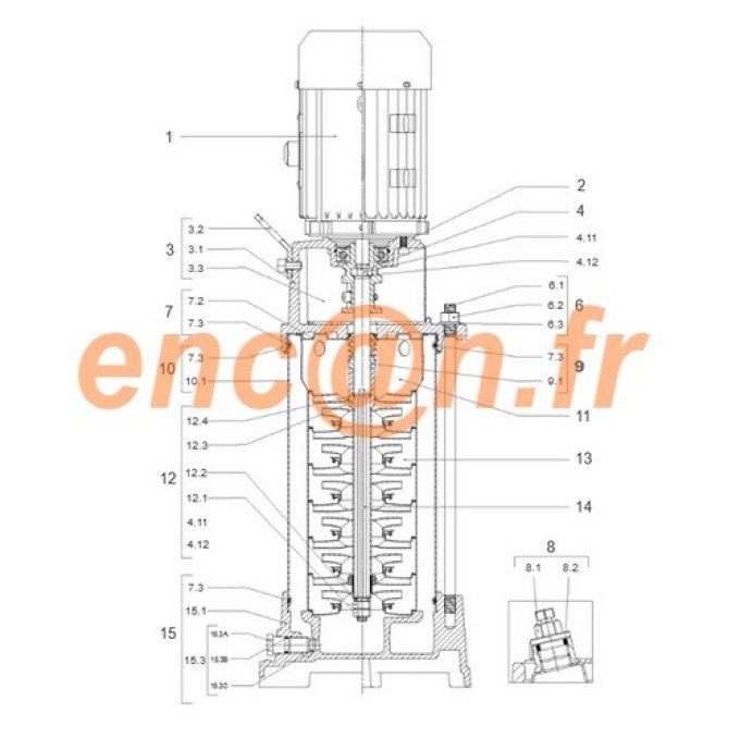 Pièces détachées de pompe Wilo HELIX FIRST V610-5/16/E/S/400-50 (4214483-4177801-4176513-4171327)