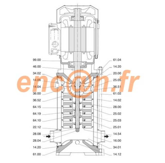 Pièces détachées de pompe Calpeda MXV-B série 50 - Ref. 16010410000