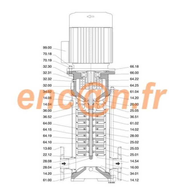 Pièces détachées de pompe Calpeda MXV série 50 - 65 - 80 - Ref. 16009220000