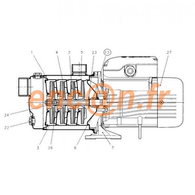 Pièces détachées de pompe Lowara 2HM - 4HM - 2HMS - 4HMS - 002231475 (KL01AAA)