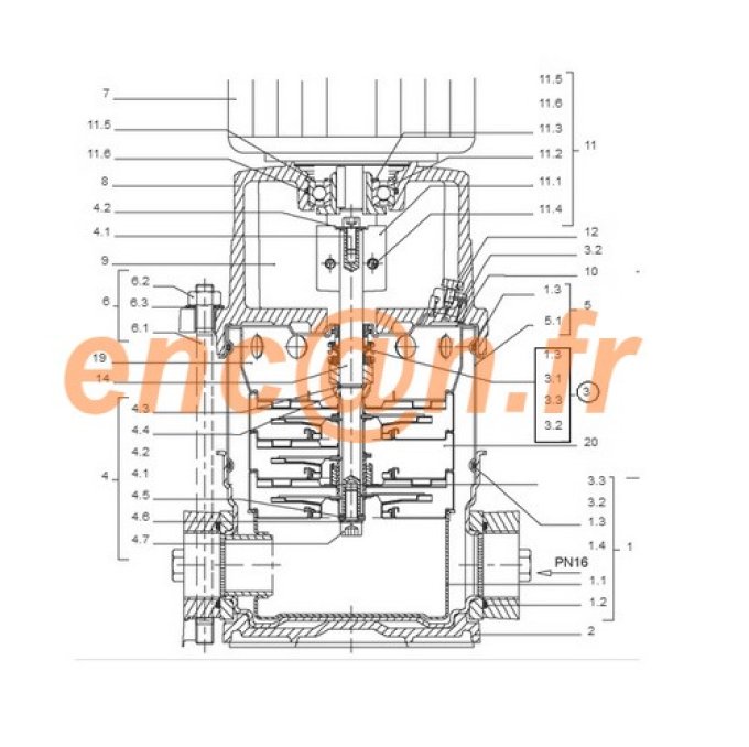 Pièces détachées de pompe Salmson MULTI-V série 1 - 2 - 4 - 8 - 16 (4027301 - 4015431)