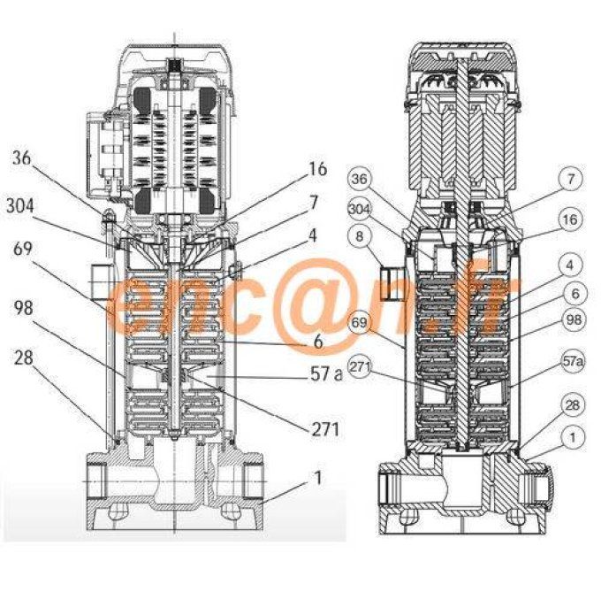 Pièces détachées de pompe surpresseur DAB KVC et KVCX - kit 823472-838250-838265-838266-838268