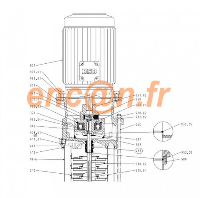 Pièces détachées de pompe KSB Movichrom N (CN et G)