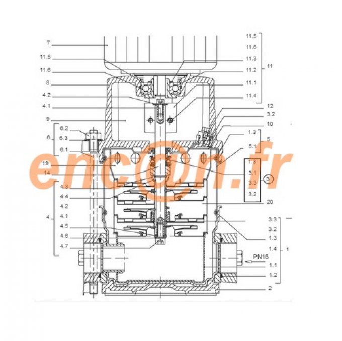 Pièces détachées de pompe Wilo Multivert MVI 1 - 2 - 4 - 8 et 16 (4027301 - 4015431)