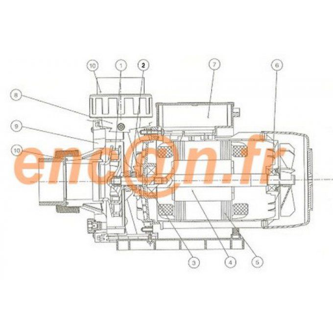 Pièces détachées de pompe Waterair Escatop balneo system ref. 007618 (8656)